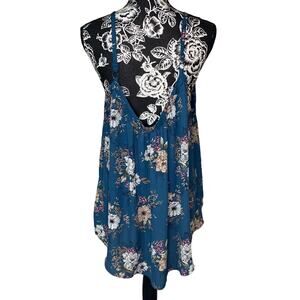 Torrid Blue Floral Blouse Tank Top